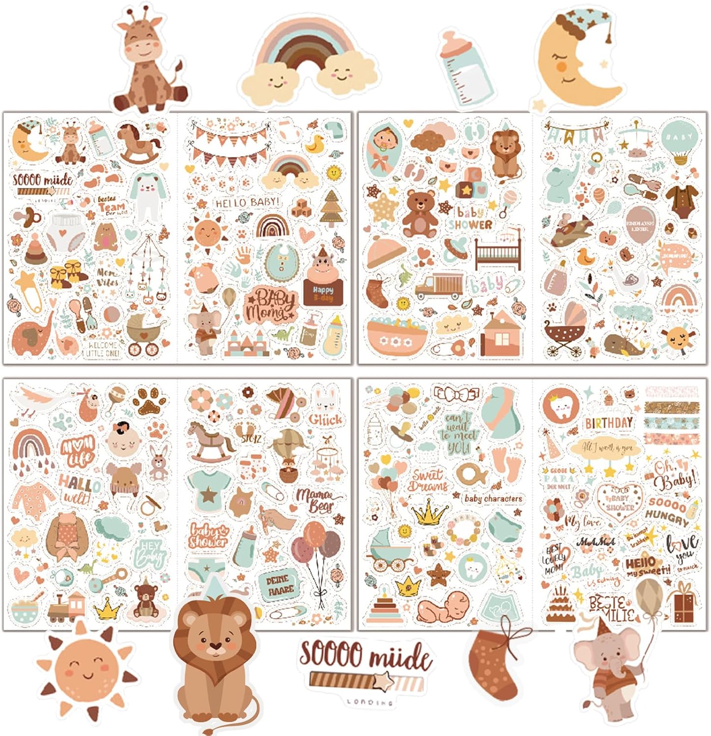 Altdeovk Babyalbum Sticker Set, 204 Stücke A4, Baby Scrapbooking Aufkleber Altdeovk Babyalbum Sticker Set, 204 Stücke A4, Baby Scrapbooking Aufkleber