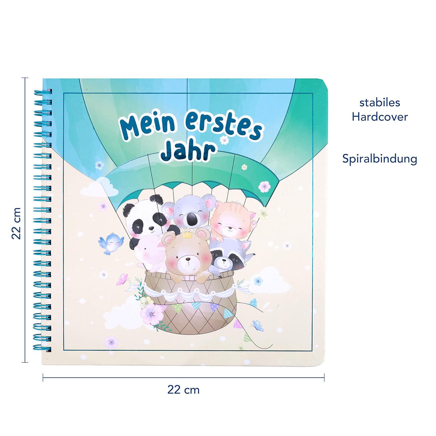 Erinnerungsalbum 'Mein erstes Jahr' - Babyalbum mit Spiralbindung und Tierillustrationen Erinnerungsalbum 'Mein erstes Jahr' - Babyalbum mit Spiralbindung und Tierillustrationen