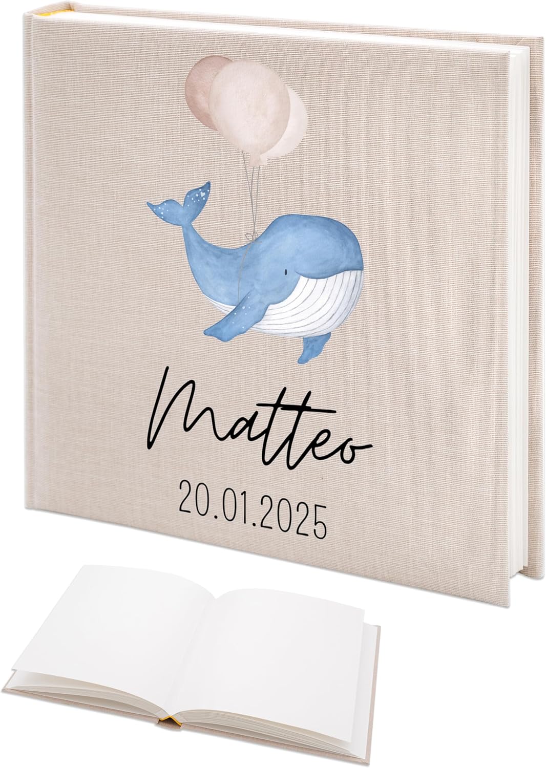 Personalisiertes wunderwunsch Fotoalbum Einschulung mit Wal Motiv