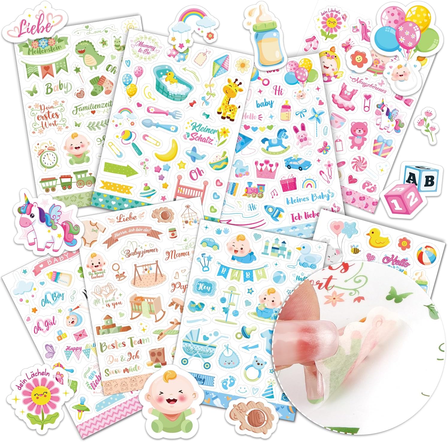 DPKOW Babyalbum Sticker Set - 235stk - Perfekt für Babyparty und Scrapbooking