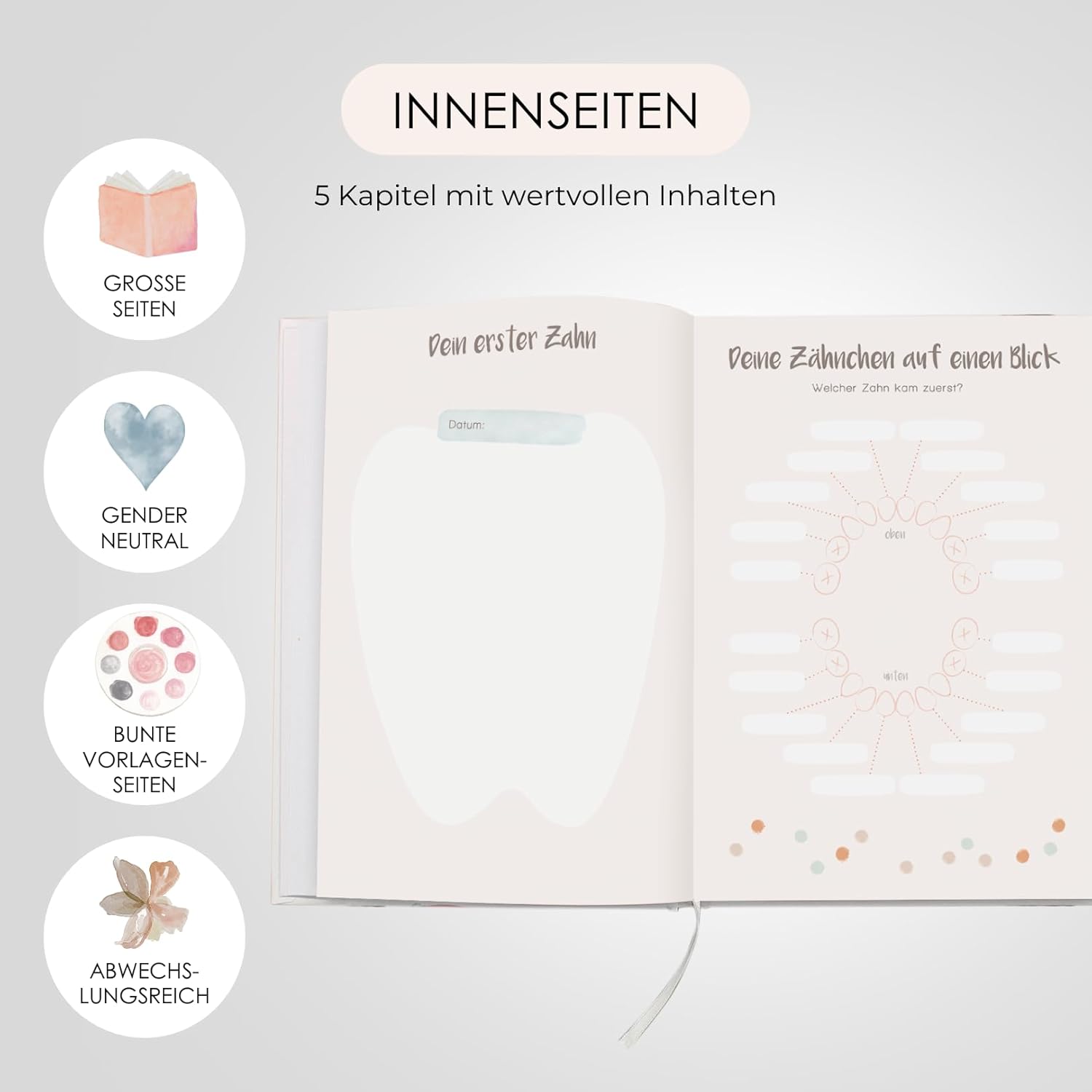 Cozy Racoon Babyalbum 'Mein erstes LebensJahr' - Boho Tiere Design mit 158 Stickern