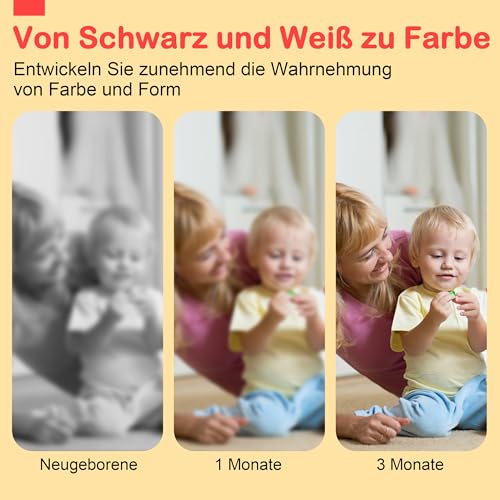 URMYWO Kontrastbuch Baby – Schwarz-Weiß Stoffbuch mit Spiegel