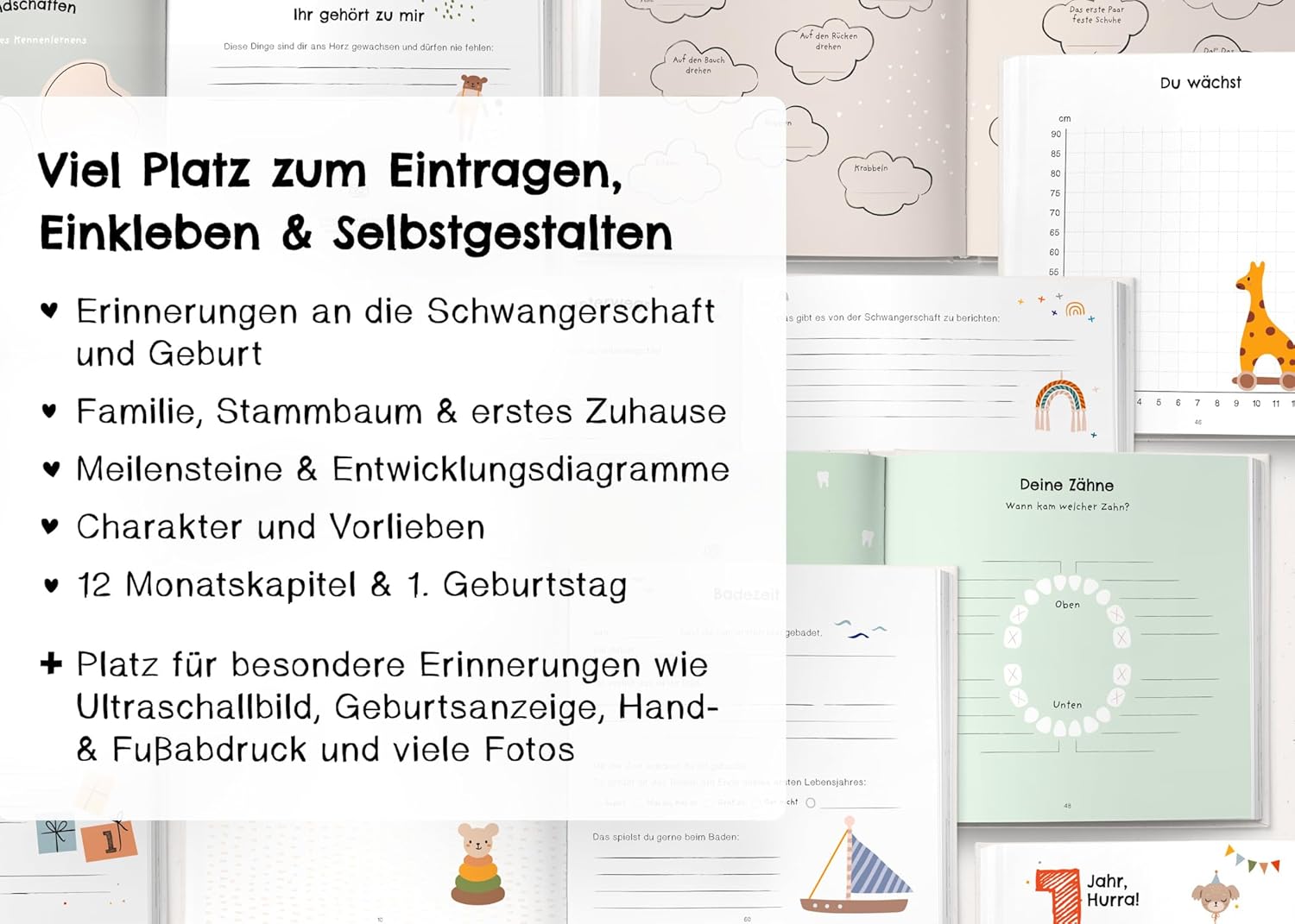 Babyalbum Mein erstes Jahr - Unvergessliche Momente & Geschenk zur Geburt